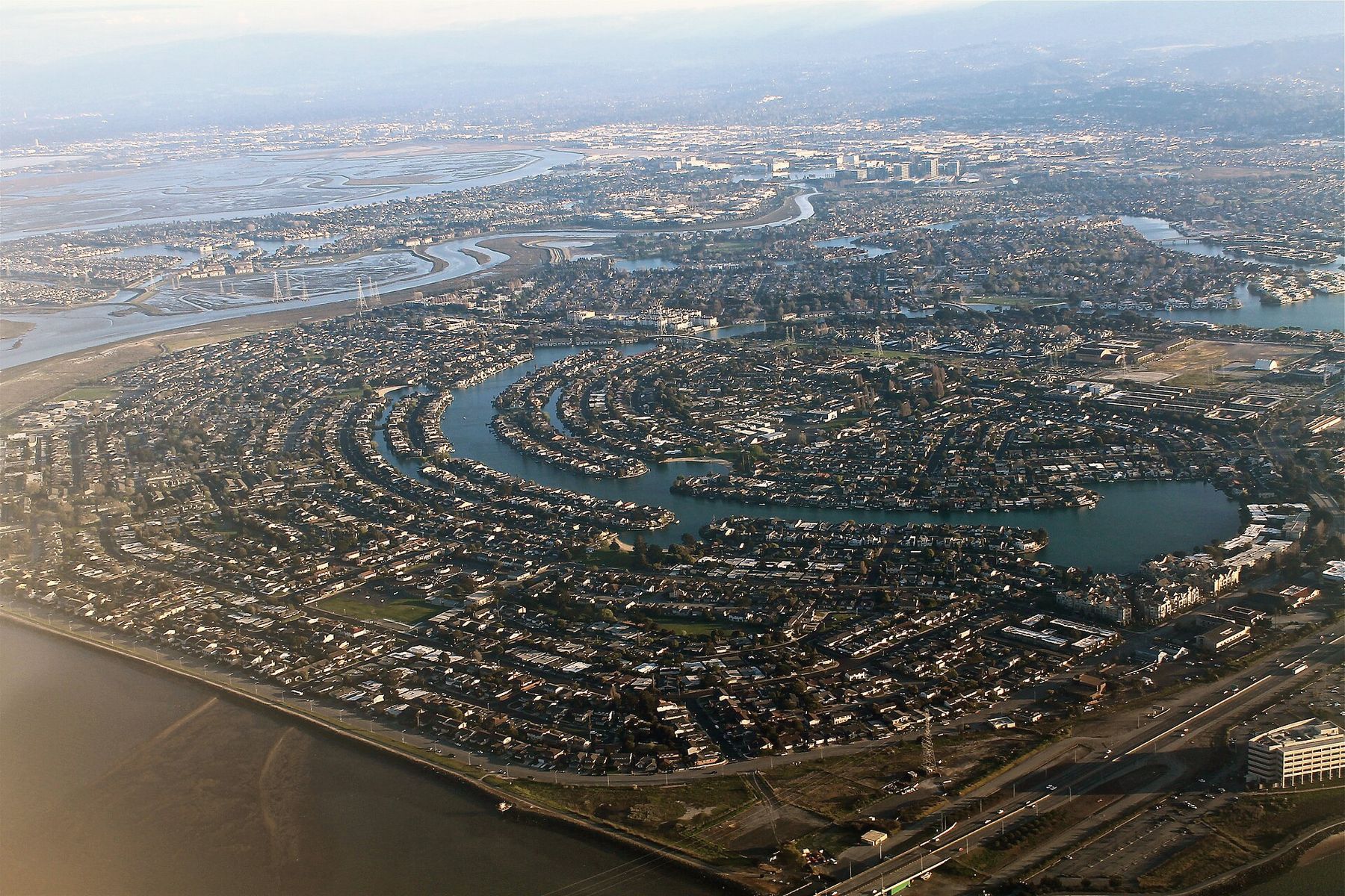 Silicon Valley, 2013: The San Francisco Bay shore from the air.